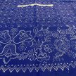 Kékfestő bordűrös kötény nagyágas mintával, csipkével