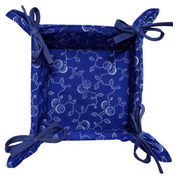 Kékfestő kenyérkosár narancsos mintával