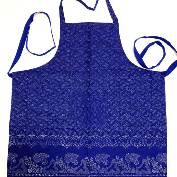   Kékfestő bordűrös kötény ágas mintával, csipke nélkül