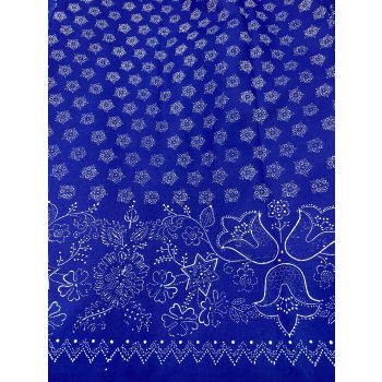   Kékfestő bordűrös méteráru varázsszemes tulipános mintával