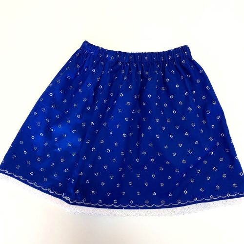 Kékfestő egyenes szoknya csillagvirág mintával