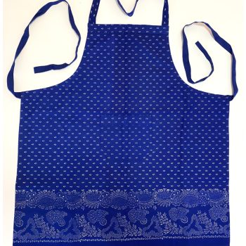   Kékfestő bordűrös kötény kilences mintával, csipke nélkül